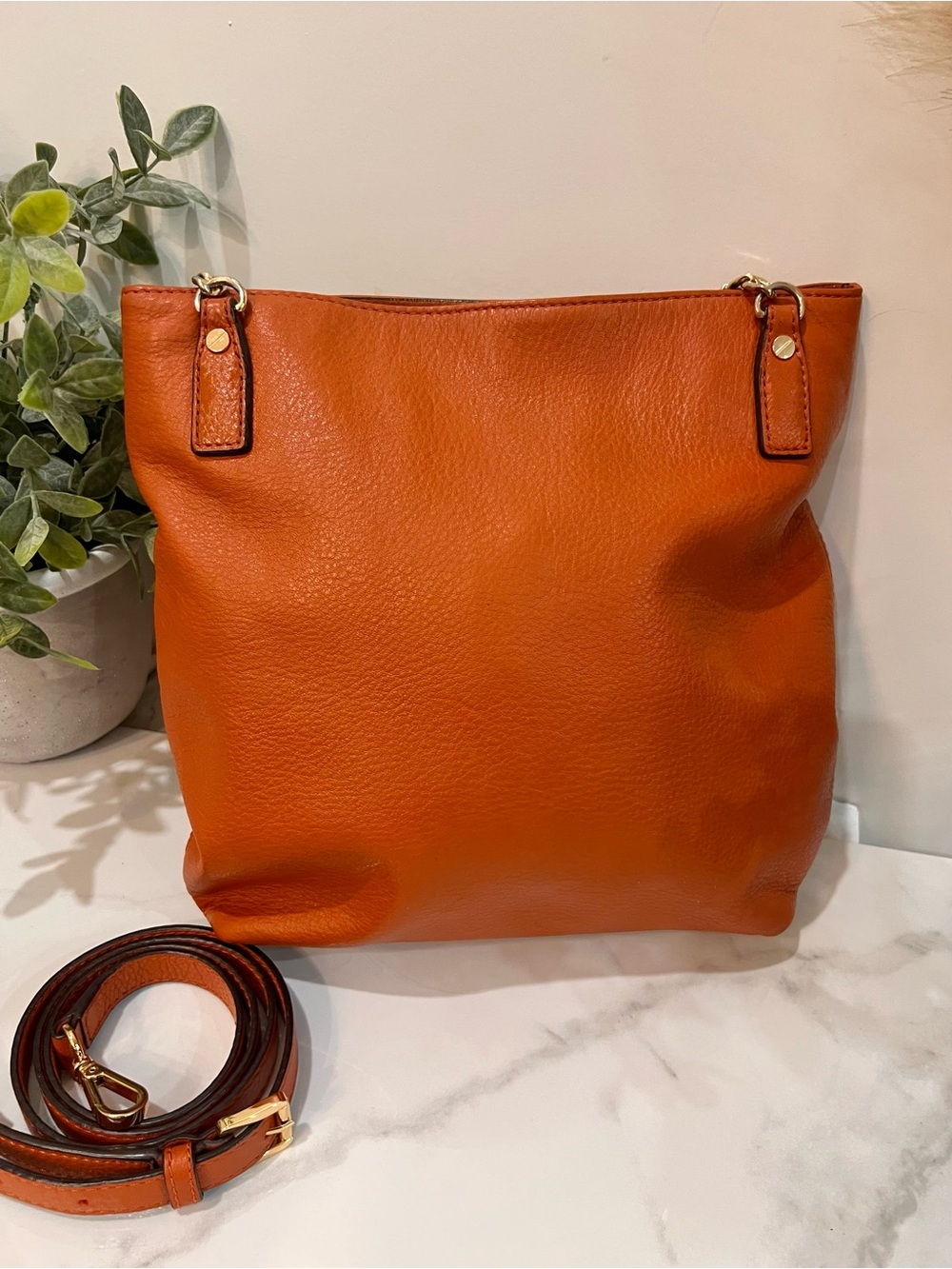 MICHAEL Michael Kors orange  Leather Shoulder Tote - Picture 8 of 13
